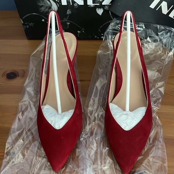 Inez Red Suede Monica  Slingback heels - Picture 5 of 7